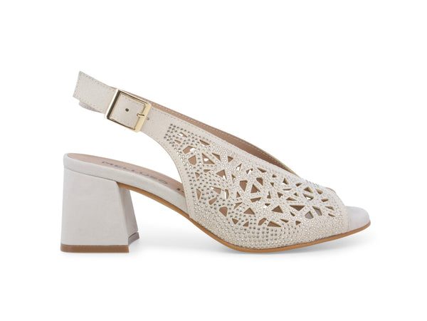 Melluso Sandali Donna Eleganti con Strass Tomaaia Camoscio Beige N653-243622